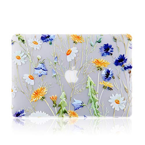 Book Cover iDonzon Case for MacBook Pro 13 inch (A2159 A1989 A1706 A1708, 2019 2018 2017 2016 Release), 3D Effect Matte Clear See Through Hard Cover Compatible Mac Pro 13.3 inch with Touch ID - Floral Pattern