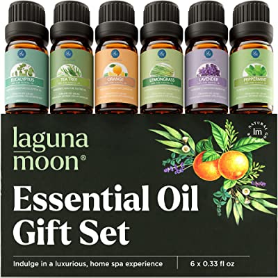 Book Cover Lagunamoon Essential Oils Top 6 Gift Set  Pure Essential Oils for Diffuser, Humidifier, Massage, Aromatherapy, Skin & Hair Care