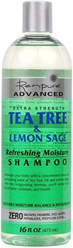 Book Cover Renpure Advanced Tea Tree Lemon Sage Shampoo – Hydrating Coconut Oil, Lemon Sage, Tea Tree Oil for Hair – Color Safe, Sulfate & Cruelty Free Dry Scalp Treatment & Natural Anti Dandruff Shampoo