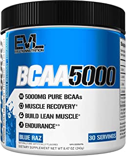 Book Cover Evlution Nutrition BCAA5000 Powder 5 Grams of Premium BCAAs (30 Servings, Blue Raz)