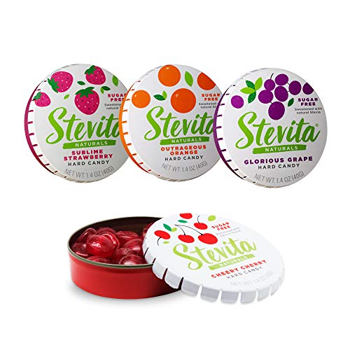 Book Cover Stevita SteviaSweet, Variety Pack - 1.4 oz - Natural Strawberry, Grape, Cherry & Orange Flavors - Stevia-Sweetened, Sugar-Free Hard Candy - Vegetarian, Keto, Gluten Free - 104 Total Servings