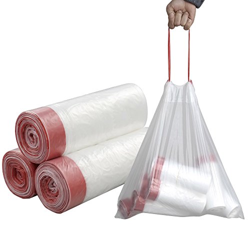 Book Cover Pekky 7 Gallon Drawstring Trash Bags, Clear, Heavy Duty, 120 Counts