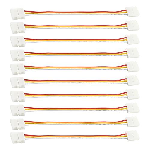 Book Cover RGBZONE 10Pcs 3Pin LED Strip to Strip Jumper Connectors 10mm Wide with 15cm Extension Cable for WS2811 WS2812B SK6812 LED Strip Lights(Yellow)
