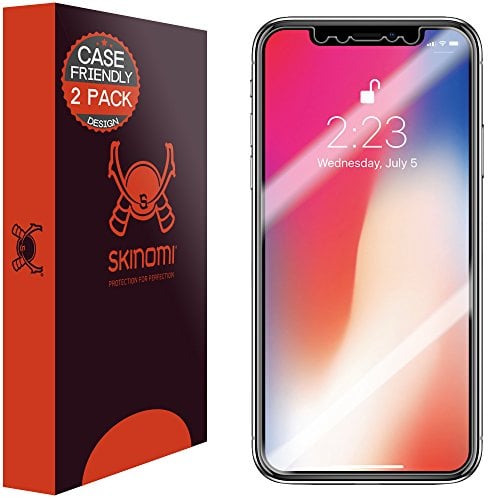 Book Cover Skinomi Screen Protector Compatible with Apple iPhone X (2-Pack)(Case Compatible) Clear TechSkin TPU Anti-Bubble HD Film