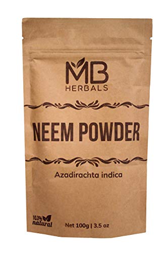 Book Cover MB Herbals Pure Neem Leaf Powder 100g / 3.5 oz - 100% Pure - Wildcrafted - Very Bitter Neem Supplement for Skin Hair & Detox - Azadirachta Indica