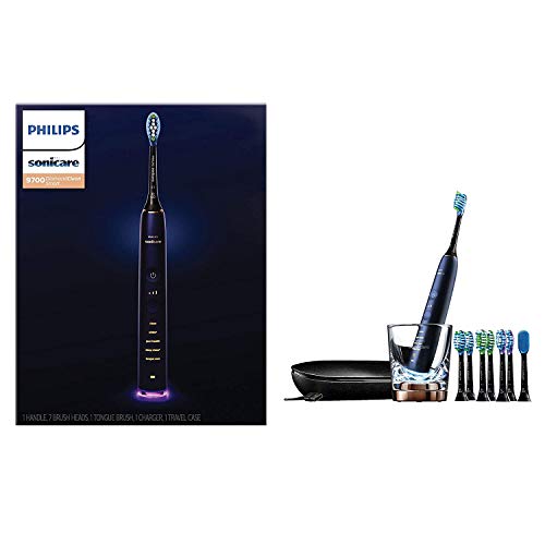 Book Cover Philips Sonicare DiamondClean Smart 9700 Rechargeable Electric Power Toothbrush, Lunar Blue, HX9957/51