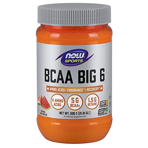Book Cover Now Sports Nutrition, BCAA (Branched Chain Amino Acids) Big 6, Watermelon Flavor, 600 Grams