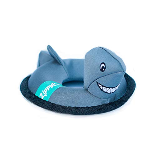 Book Cover ZippyPaws - Floaterz, Outdoor Floating Squeaker Dog Toy - Shark, Blue