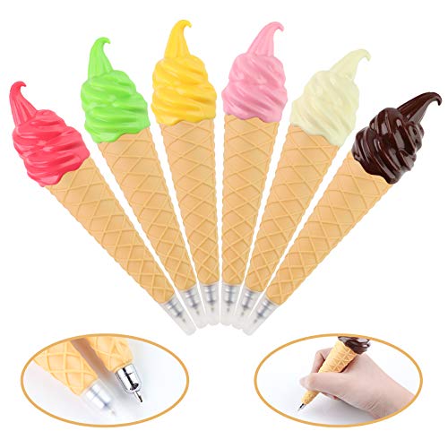 Book Cover Koogel 6 Pcs Ice Cream Pen, 5.7Inch Cute Ballpoint Pens Ice Cream Party Favor Ice Cream Cone Pens for Party Presents Kids Party Favor School Supplies