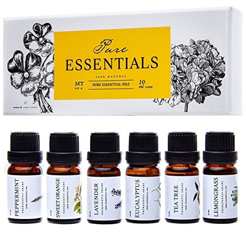 Book Cover Essential Oils by Pure Essentials 100% Pure Therapeutic Grade Oils kit- Top 6 Aromatherapy Oils Gift Set-6 Pack, 10ML(Eucalyptus, Lavender, Lemon Grass, Orange, Peppermint, Tea Tree)