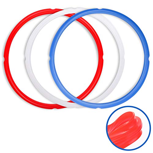 Book Cover Sealing Rings for Instant Pot Accessories of 6 Qt Models - Red, Blue and Clear, Sweet and Savory Edition - 3 Pack BPA-Free Food-grade Replacement Silicone Seal Gaskets for Instpot 6 Quart