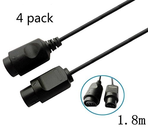 Book Cover 4 Packs 6ft long Replacement Extension Cable for Nintendo 64 N64 Controller Extension Cord N64 Extension 4 Pack Nintendo 64 Extension Cable