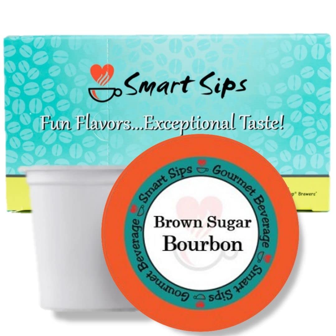 Book Cover Smart Sips Coffee, Brown Sugar Bourbon Coffee, Medium Roast Gourmet Flavored Coffee Pods, 24 Count, Compatible With All Keurig K-cup Machines