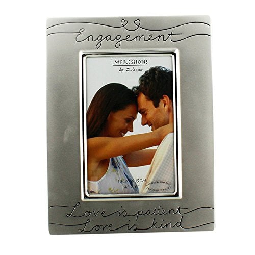 Book Cover Oaktree Gifts Silver Plated Engagement Photo Frame 4 x 6
