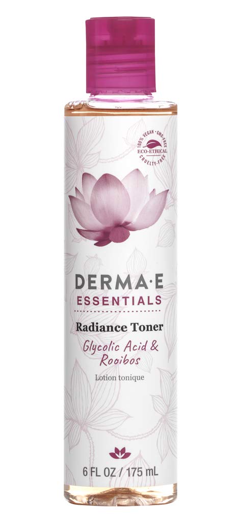 Book Cover DERMA E Radiance Toner – Facial Toner with Glycolic Acid and Rooibos – Brightening and Exfoliating Toning Solution Refreshes and Purifies Skin, 6 oz 6 Fl Oz (Pack of 1)