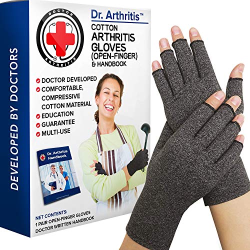 Book Cover Doctor Developed Compression Arthritis Gloves - Doctor Written Handbook Included: Relieve Arthritis Symptoms, Raynauds Disease & Carpal Tunnel (M)