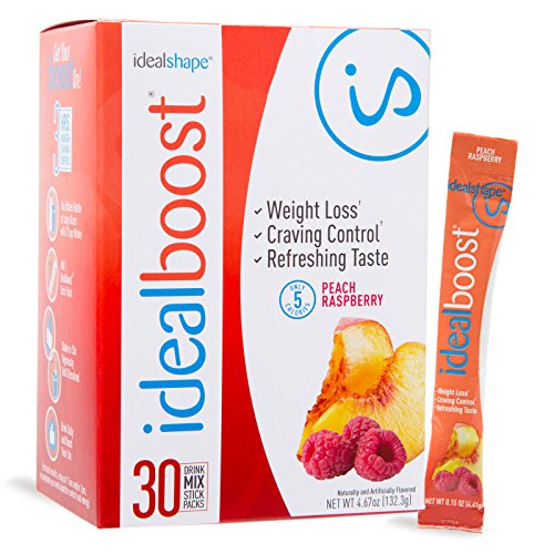 Book Cover IdealBoost, Weight Loss Drink Mix Packets, Raspberry Peach, w/Hunger Blocking and Energy Blends, 30 Servings...