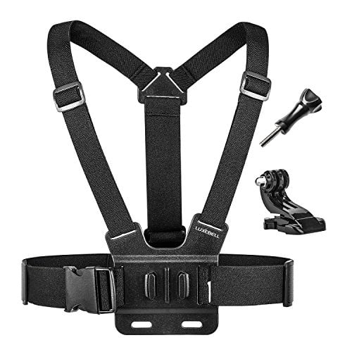 Book Cover Luxebell Chest Mount Harness Strap for Gopro Hero 8 7 6 5 4 3 3+ Max Session Black Silver Fusion and Sjcam with J-Hook - Fully Adjustable Strap Size