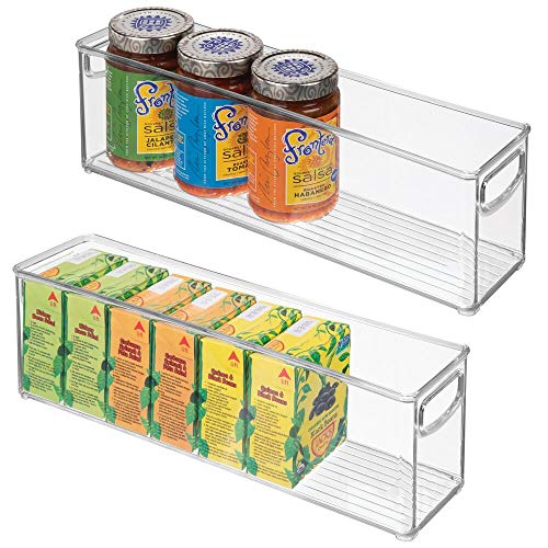 Book Cover mDesign Plastic Stackable Kitchen Pantry Cabinet, Refrigerator or Freezer Food Storage Bins with Handles - Organizer for Fruit, Yogurt, Snacks, Pasta - BPA Free, 16