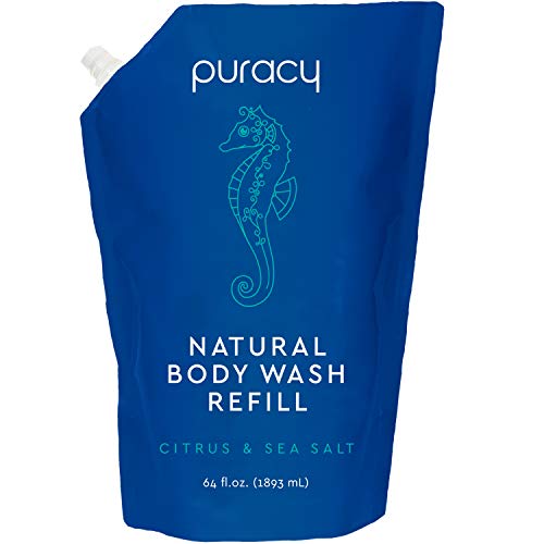 Book Cover Puracy Natural Body Wash Refill, Citrus & Sea Salt, 64 Ounce, Unisex Shower Gel for Softer, Healthier Skin