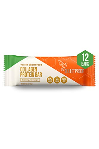 Book Cover Collagen Protein Bars, Vanilla Shortbread, 12g Protein, 12 Pack, Bulletproof Grass Fed Healthy Snacks, Made with MCT Oil