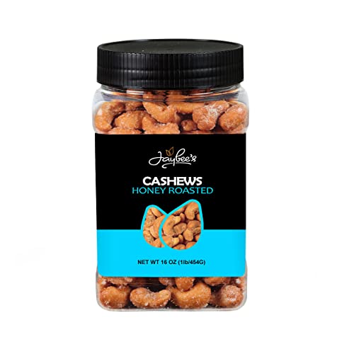 Book Cover Honey Roasted Cashews 16 oz / 1 lb - Sweet Roasted Cashew Nuts - Use for Baking, Desserts, Salad Topper, Daily Snacking - Gourmet Nut, Kosher - Jaybee's