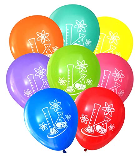 Book Cover Science Party Balloons - Flasks and Atoms (16 pcs, Two-Sided) (Assorted) by Nerdy Words
