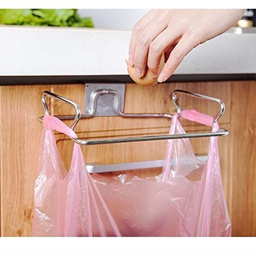 Book Cover Metal Hanging Garbage Bags Rack Kitchen Wash Cloth Towel Storage Holders Wall Hanging Cupboard Cabinet Stand Organizer Shelf