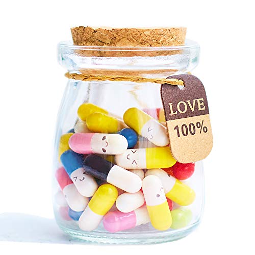 Book Cover Running Ant Message in a Bottle Capsule Letter 50 Pcs Cute Smiling Face Love Friendship Half Color Pill