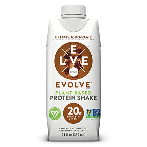 Book Cover Evolve Protein Shake, Classic Chocolate, 20g Protein, 11 Fl Oz, Pack of 12