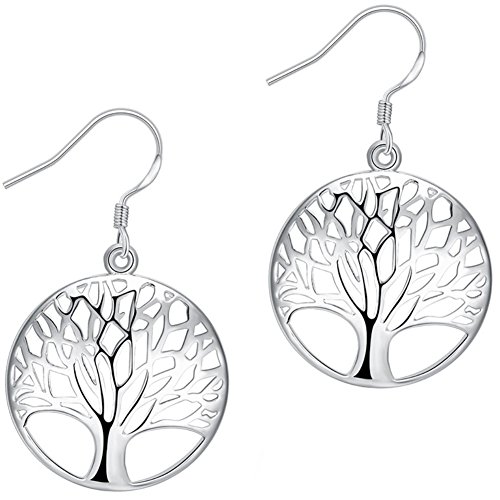 Book Cover Tree of Life Earrings,Fashion Jewelry Sterling Silver Plated Tree Pendants Drop Dangle Earrings Dangles for Women Girls