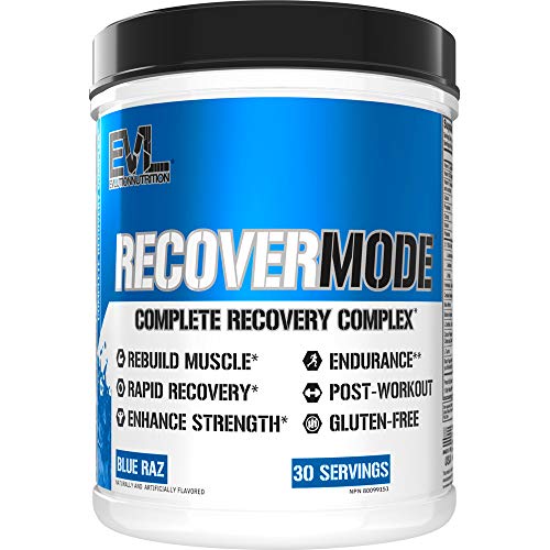 Book Cover Evlution Nutrition Recover Mode- Complete Post Workout with BCAAs, Immunity Support, Vitamin C, D & E, Electrolytes, Hydration, Creatine, Glutamine, Beta-Alanine, L-Carnitine, 30 Serve, Blue Raz