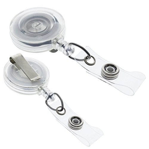 Book Cover 25 Pack - Premium Retractable ID & Key-Card Badge Reels with Secure Metal Belt Clip and 34