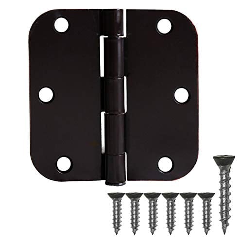 Book Cover 18 Pack of Door Hinges Oil Rubbed Bronze - 3.5 x 3.5 Inch Interior Hinges for Doors with 5/8 Inch Radius Corners
