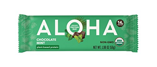 Book Cover ALOHA Organic Plant Based Protein Bars |Chocolate Mint | 12 Count, 1.9oz Bars | Vegan, Low Sugar, Gluten Free, Paleo, Low Carb, Non-GMO, Stevia Free, Soy Free