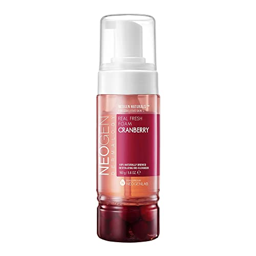 Book Cover DERMALOGY by NEOGENLAB Real Fresh Foam Cleanser, Cranberry 5.6 Fl Oz (160g) - Revitalizing & Hydrating Gentle Cleansing Foam with Real Cranberries, Clean Beauty - Korean Skin Care