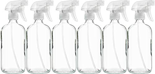 Book Cover 6 Pack of 16 oz Refillable Clear Glass Spray Bottles â€“ Reusable Containers with Adjustable Sprayer: Misting & Stream â€“ For Essential Oils, Cosmetics, Cleaning Products, Plants, Cooking, Aromatherapy
