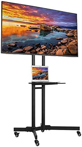 Book Cover Yaheetech 32 to 75 Inch Mobile TV Cart Universal Flat Screen Rolling TV Stand Trolley Console Stand with Mount for LED LCD Plasma Flat Panels on Wheels