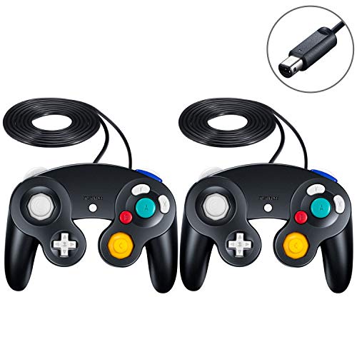 Book Cover Gamecube Controller, SogYupk Wired Controllers Classic Gamepad 2 Pack Joystick for Nintendo and Wii Console Game Remote (Black)