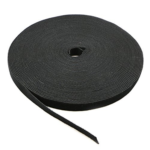 Book Cover Saisn Reusable Fastening Tape Cable Ties 3/4 Inch Double Side Hook Roll (25 Yard, Black)