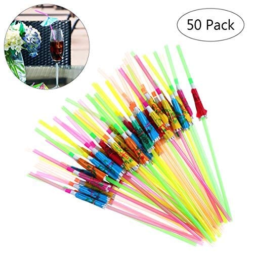 Book Cover TINKSKY 50pcs Holiday Drinking Straws Party Supplies for Halloween Birthday Christmas(Mixed Color)