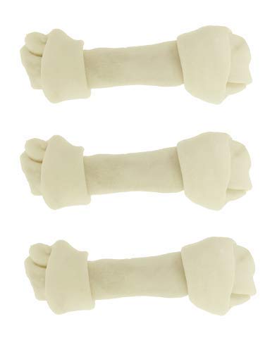 Book Cover Dog Rawhide Bones Bulk Pack of 3 Natural Rawhide Protein Treats Knot Bone Chews Medium