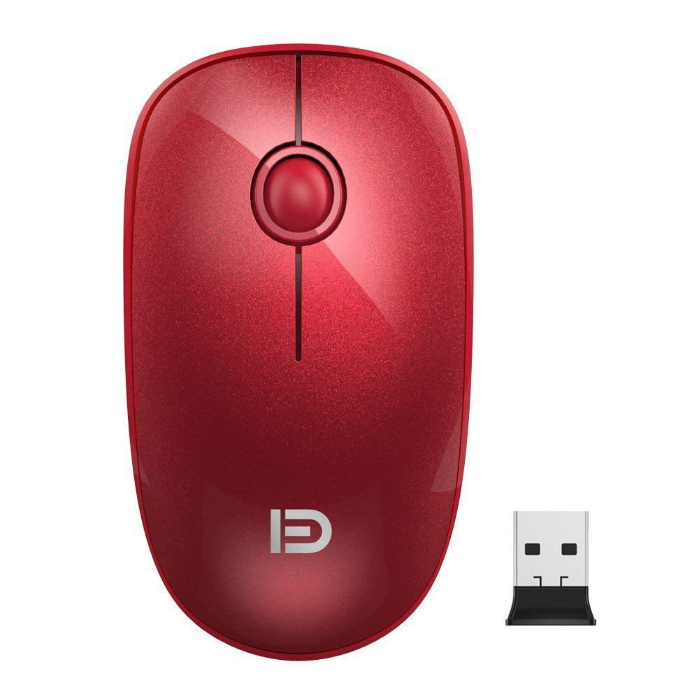 Book Cover FD Silent Wireless Mouse(Battery Included), V8 2.4G Ultrathin Wireless Mouse with Nano Receiver 1500 DPI Precise Control for Notebook Computer PC Laptop MacBook and Chromebook (Red)