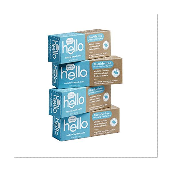 Book Cover Hello Oral Care Fluoride Free Whitening Toothpaste with No Artificial Sweeteners or SLS, Sweet Mint, 4 Count