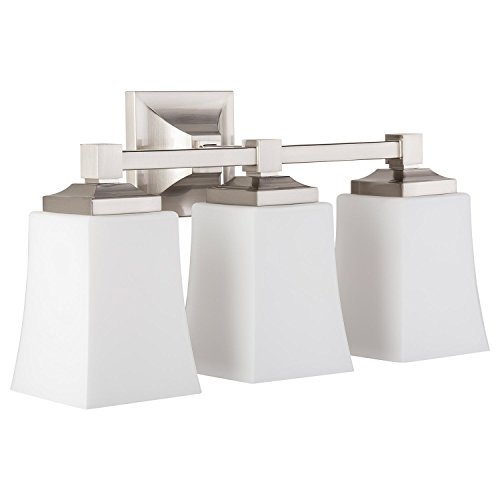 Book Cover Brighton 3 Light Bathroom Vanity Brushed Nickel w/ Frosted Glass Linea di Liara LL-WL240-3-BN