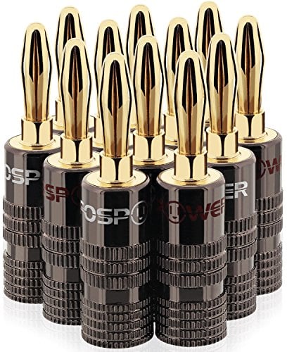 Book Cover FosPower Banana Plugs 6 Pairs / 12 pcs, Closed Screw 24K Gold Plated Banana Speaker Plug Connectors for Speaker Wire, Wall Plate, Home Theater, Audio/Video Receiver, Amplifiers and Sound Systems