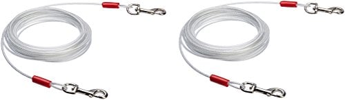 Book Cover Amazon Basics Tie-Out Cable for Dogs up to 90lbs, 25 Feet, Set of 2
