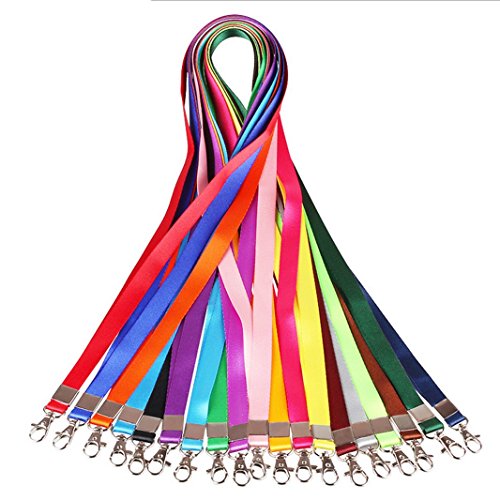 Book Cover 12Pcs Colorful Flat Polyester Neck Strap Lanyards with Clip for Office ID Name Tags Badge Holders