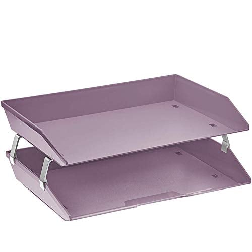 Book Cover Acrimet Facility 2 Tier Letter Tray Side Load Plastic Desktop File Organizer (Solid Purple Color)