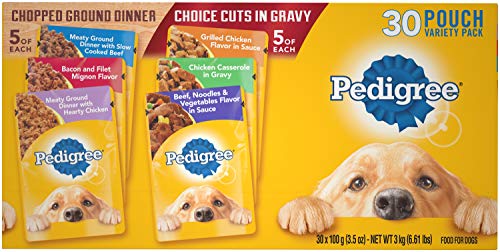 Book Cover Pedigree Adult Wet Dog Food Chopped Ground Dinner & Choice CUTS in Gravy Food Variety Pack, (30) 3.5 oz. Pouches